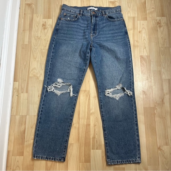 Garage Denim Coupe Droite Vintage Medium Wash Distressed Jeans Size 9/29 - Picture 1 of 7